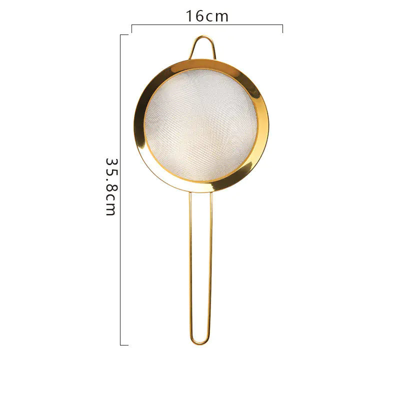 Golden Stainless Steel Flour Sieve Kitchen Gadget