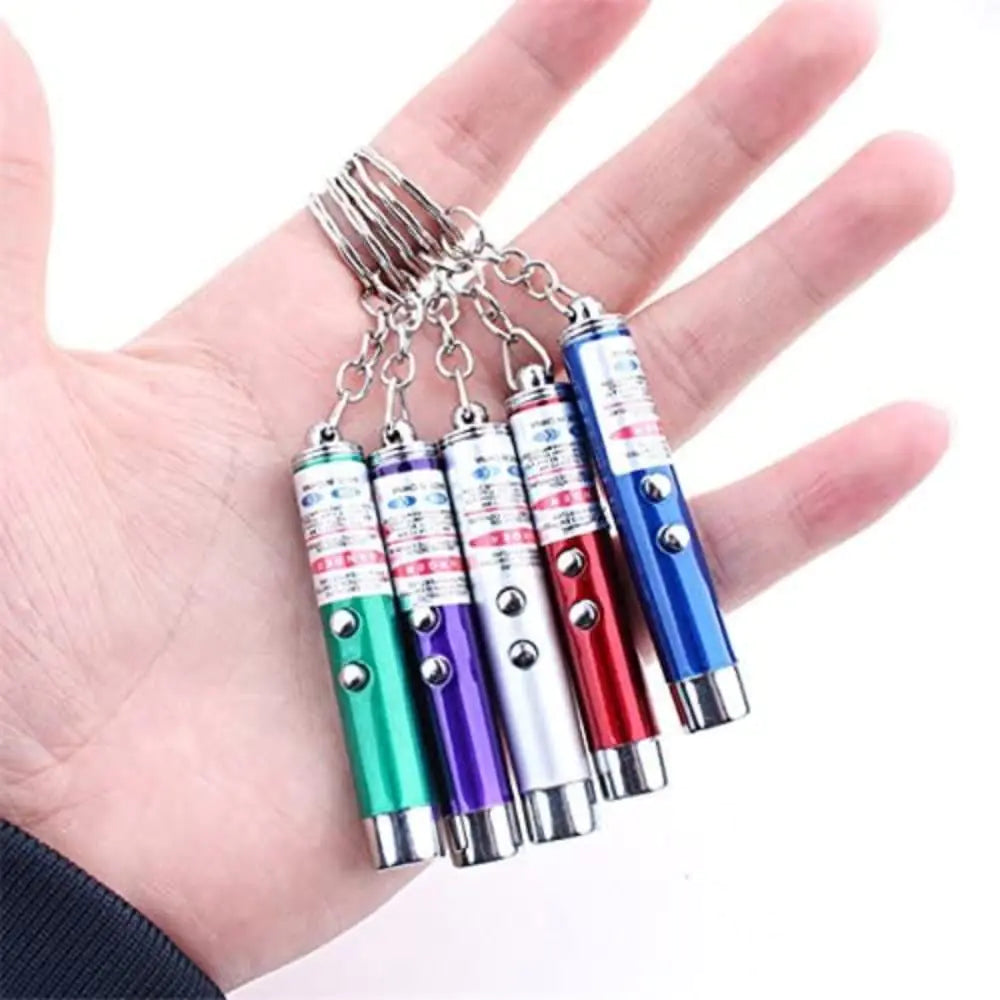 Mini Cat Toys Laser Pointer Pen Keychain Flashlight Funny Dog Stick Pet Lamp White Light LED Infrared Button Electronics Included (6 Color Mix Pack 6 Color Mix)