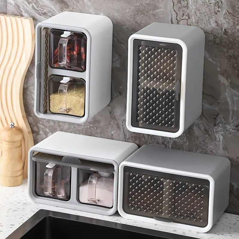 Wall-Mounted Spice Storage Box for Kitchen Organization