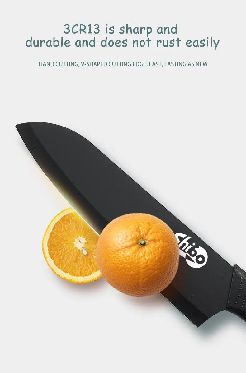 3pcs Black Blade Kitchen Knife Set for Cooking