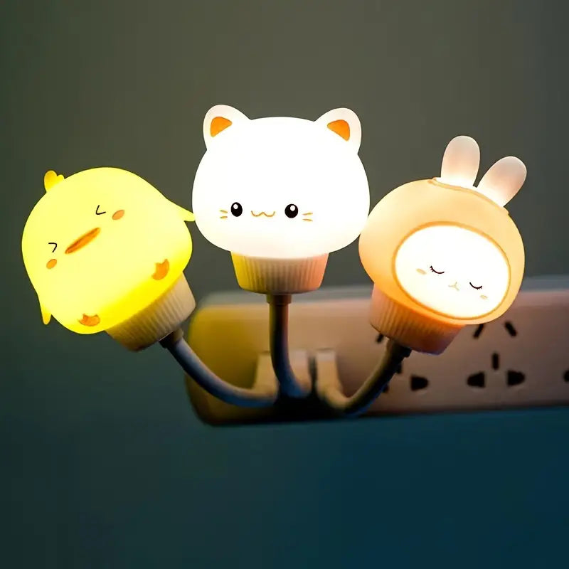USB Eye Protection Night Light with Rabbit and Bear Design