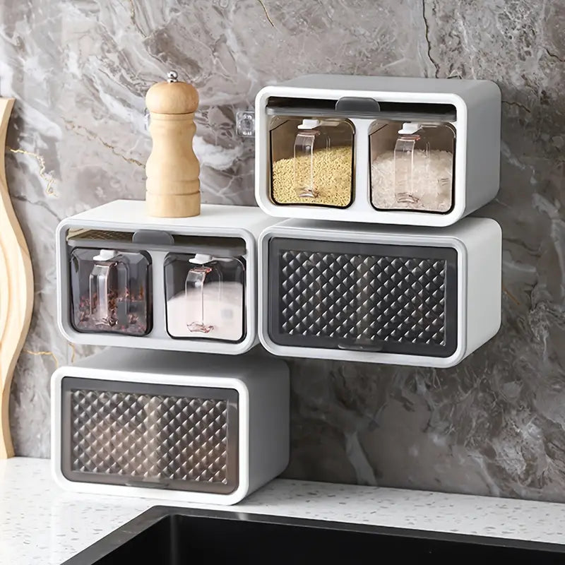 Wall-Mounted Spice Storage Box for Kitchen Organization