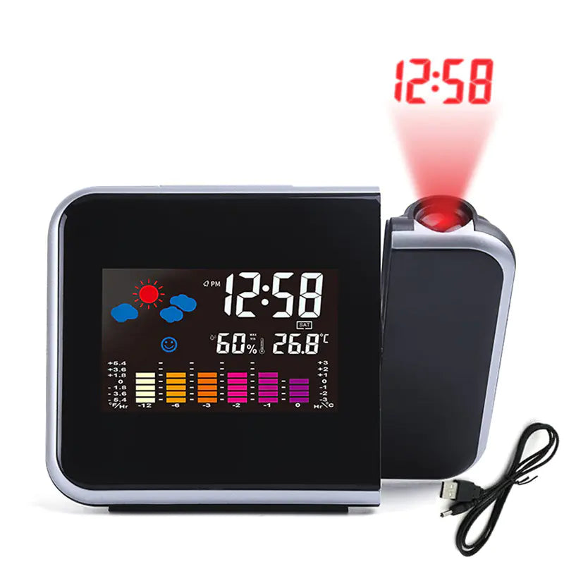 Colorful LED Digital Projection Alarm Clock with Thermometer