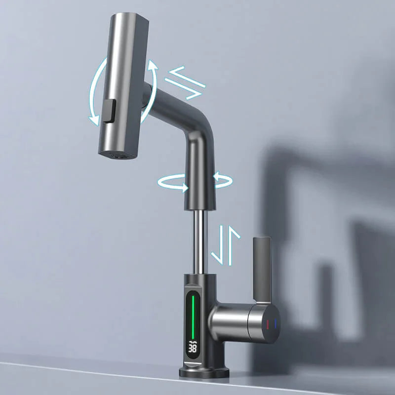 Digital Display Pull-Down Waterfall Basin Faucet
