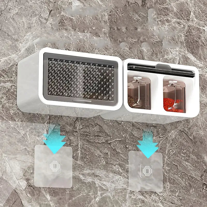 Wall-Mounted Spice Storage Box for Kitchen Organization