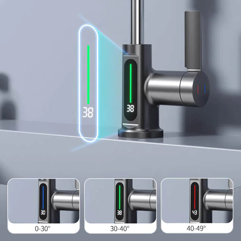 Digital Display Pull-Down Waterfall Basin Faucet