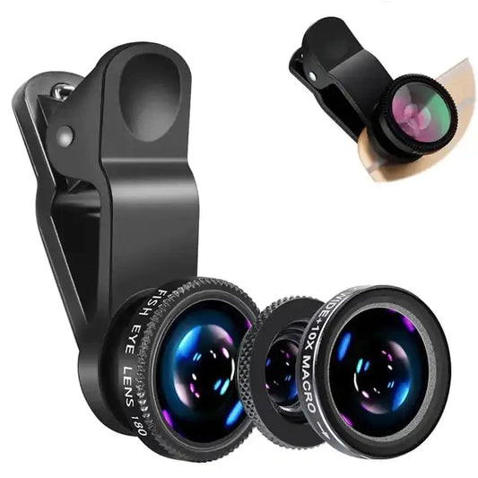 Generic 3 Lens Kit for iPhone and Android Smartphones | Ultra Wide Angle Fisheye Macro Lenses | Camera Photography & Video Creation | Palo Alto Electronics