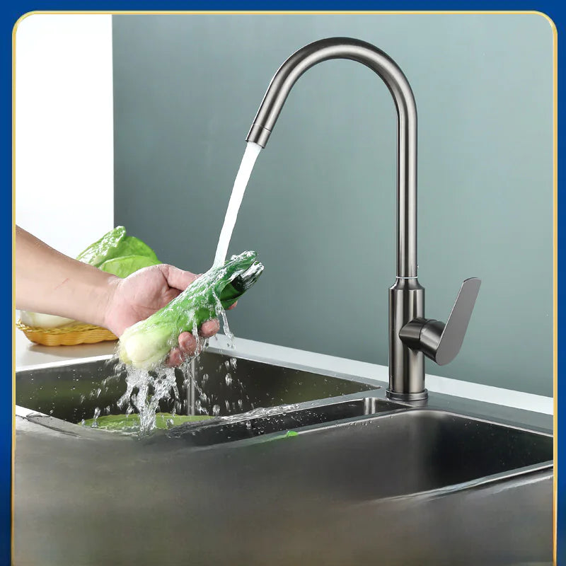 Luxury Brushed Gunmetal Kitchen Faucet with Swivel Spout