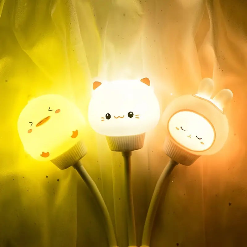 USB Eye Protection Night Light with Rabbit and Bear Design