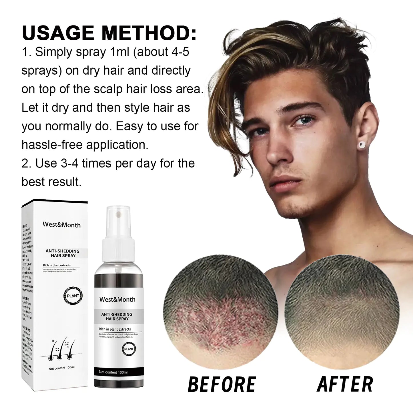 West & Month Hair Growth Spray for Nourishing Roots