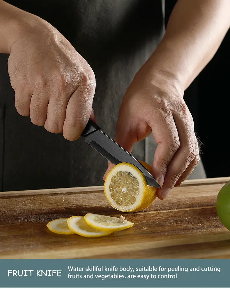 3pcs Black Blade Kitchen Knife Set for Cooking