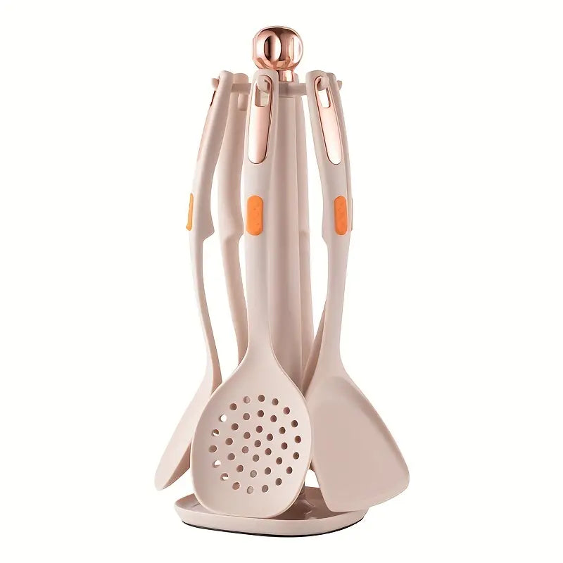 7pcs Reusable Silicone Kitchen Utensil Set with Strips