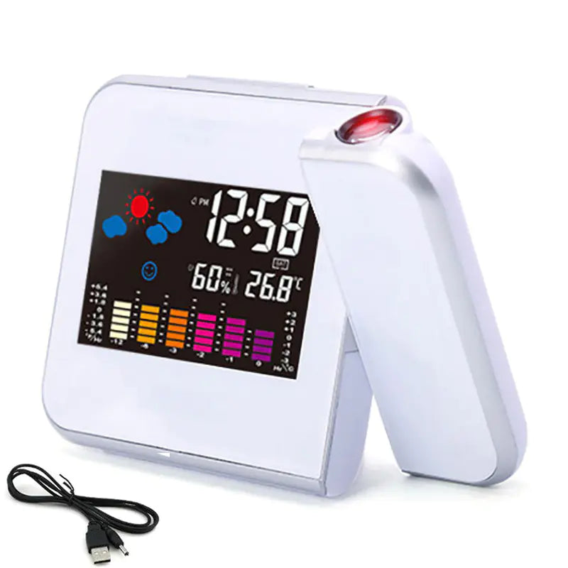 Colorful LED Digital Projection Alarm Clock with Thermometer