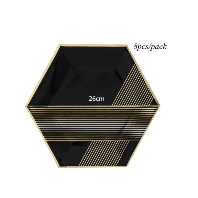 Disposable Paper Plates with Elegant Gold Foil Design