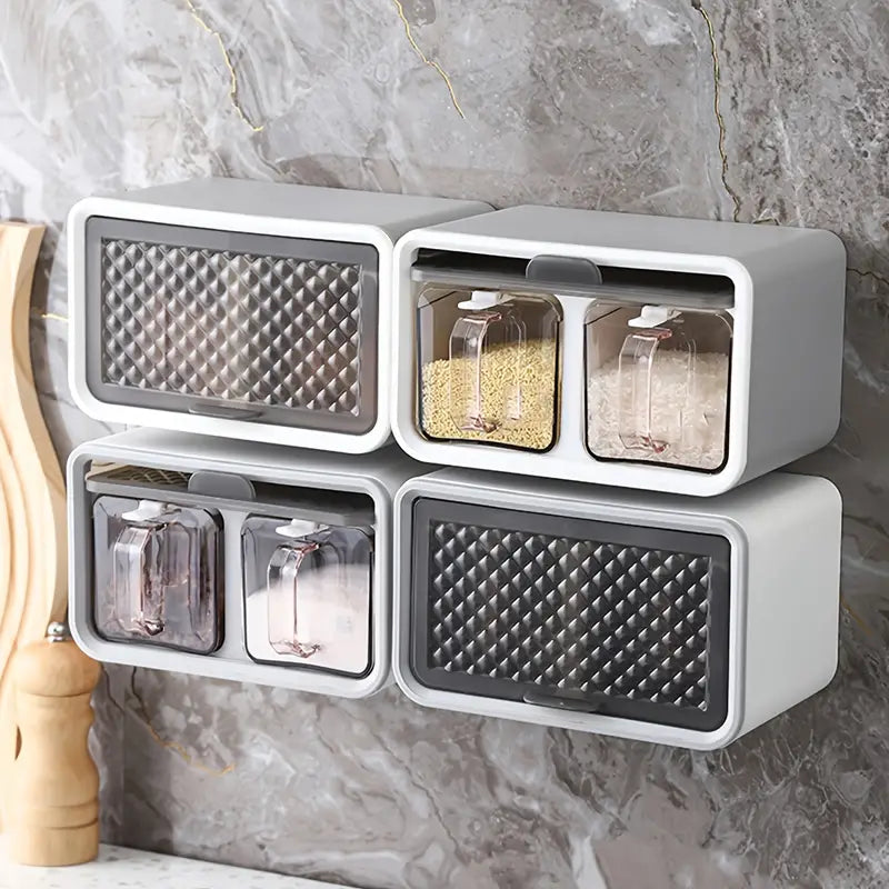 Wall-Mounted Spice Storage Box for Kitchen Organization