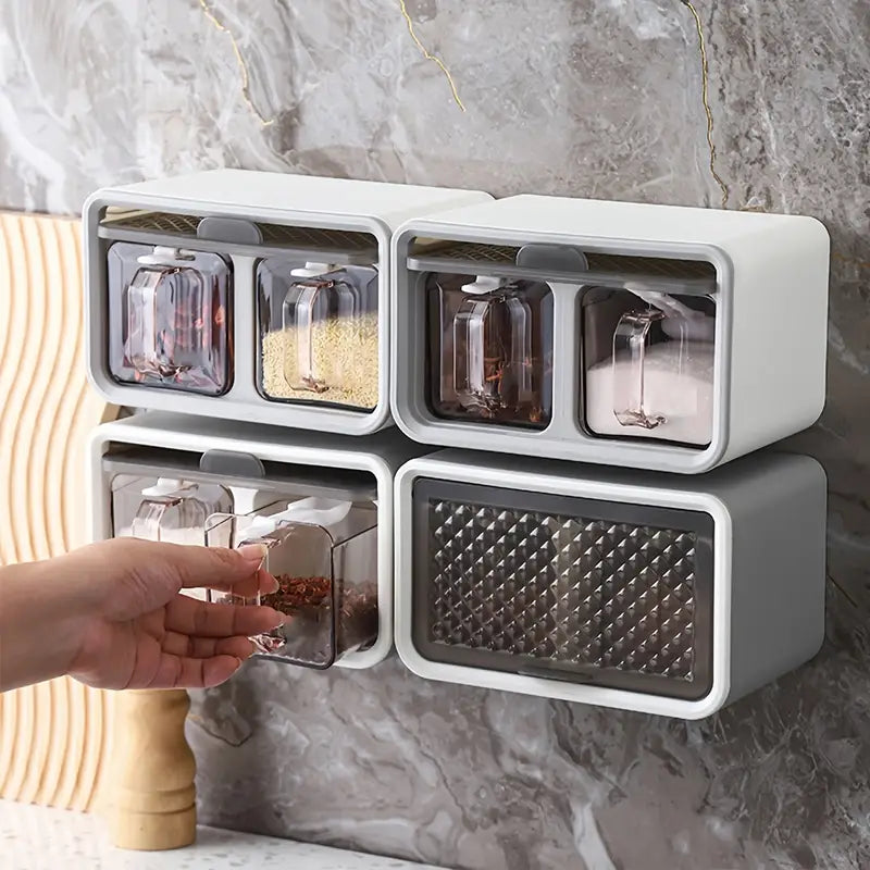 Wall-Mounted Spice Storage Box for Kitchen Organization